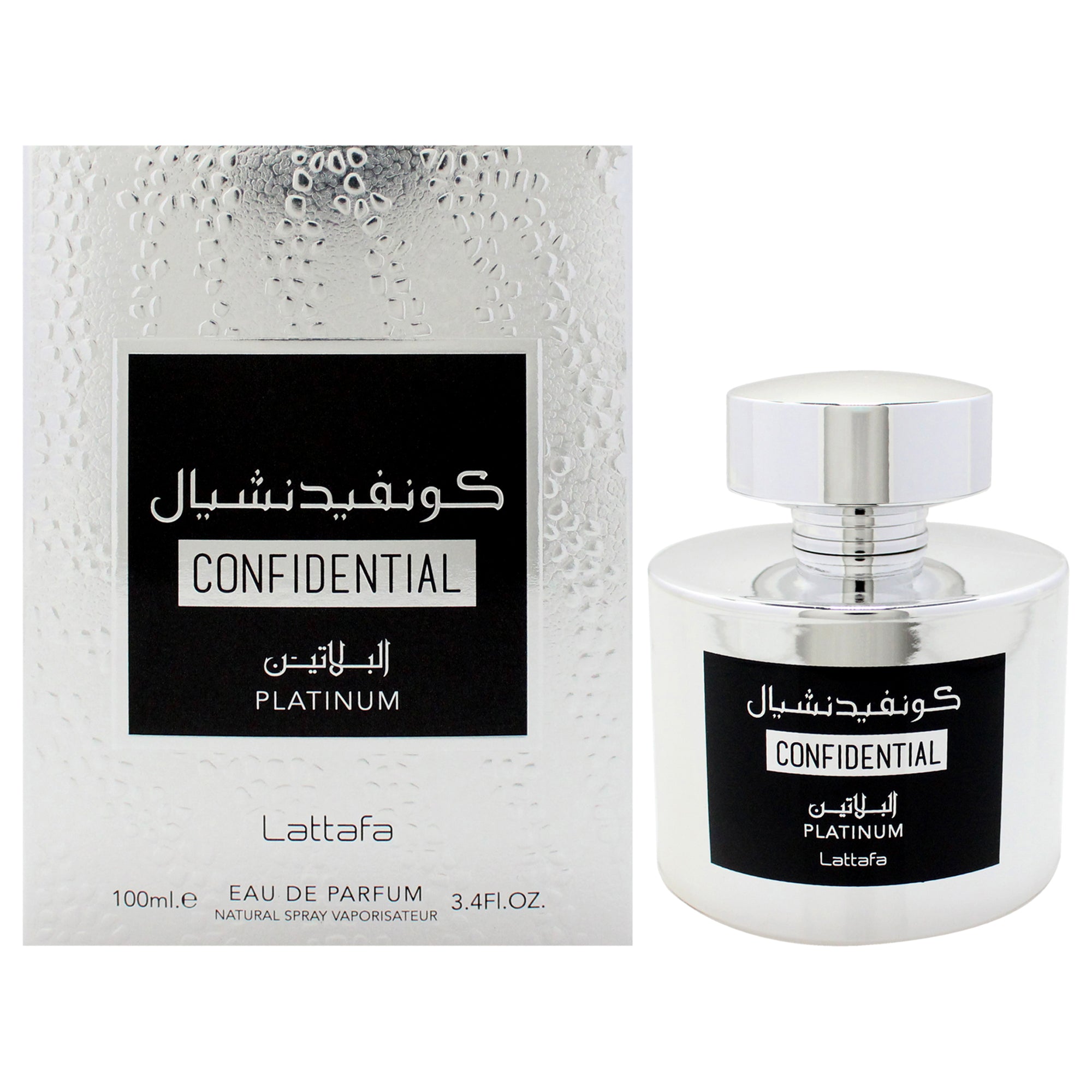 Confidential - Platinum by Lattafa for Men - 3.4 oz EDP Spray
