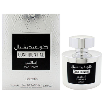 Confidential - Platinum by Lattafa for Men - 3.4 oz EDP Spray