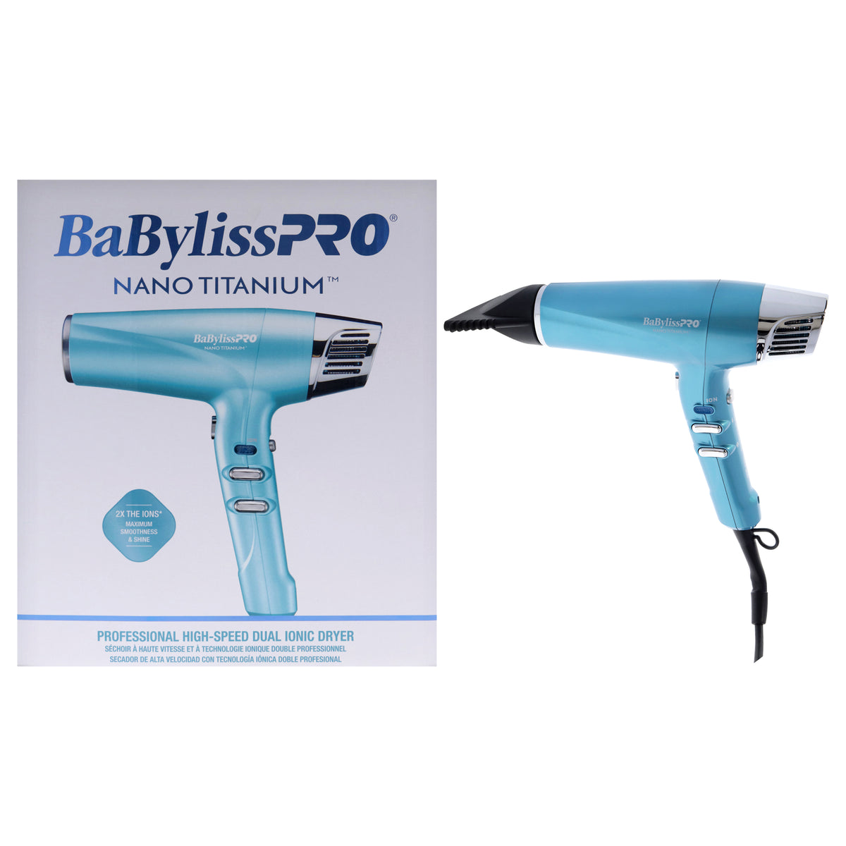 Nano Titanium Professional Hair Dryer - BNT9100 - Sky Blue by BaBylissPRO for Unisex - 1 Pc Hair Dryer
