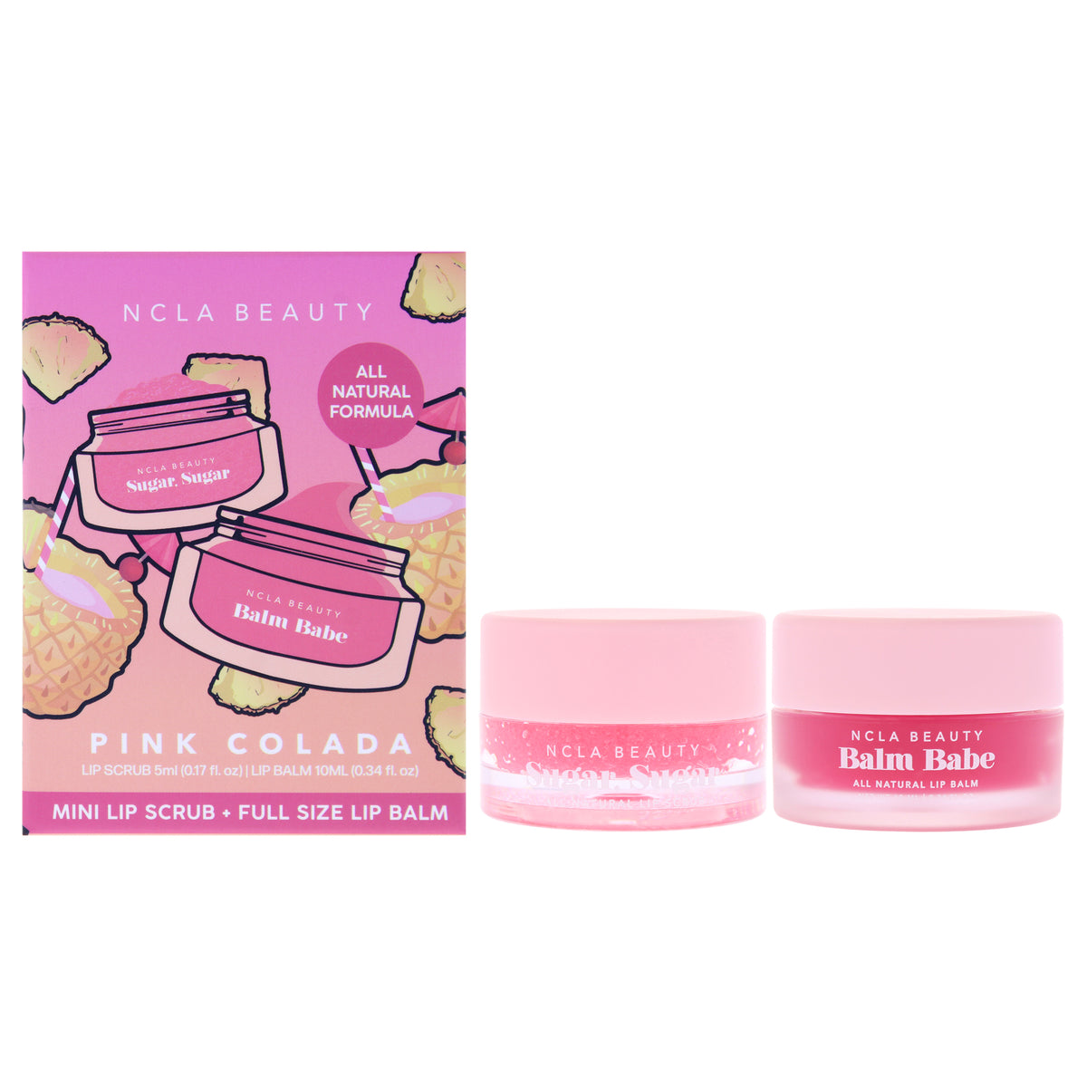 Lip Care Set - Pink Colada by NCLA for Women - 2 Pc 0.17oz Lip Scrub, 0.34oz Lip Balm