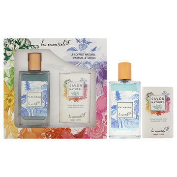 Le Coffret Naturel Parfum and Savon - Patchouli by Les Essentials for Unisex - 2 Pc Gift Set 2.7oz EDP Spray, 3.25oz Sweet Almond Oil Soap