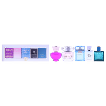 Versace Miniatures Collection by Versace for Unisex - 5 Pc Mini Gift Set 0.17oz Versace Dylan Purple EDP Splash, 0.17oz Versace Bright Crystal EDT Splash, 0.17oz Versace Man Eau Fraiche EDT Splash + more