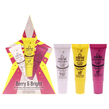 Berry and Bright by Dr. PawPaw for Women - 3Pc 0.33oz Lip Balm - Shimmer, 0.33oz Lip Balm - Original, 0.33oz Tinted Lip Balm - Mulberry
