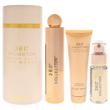 360 Collection Deluxe by Perry Ellis for Women - 3 Pc Gift Set 3.4oz EDP Spray, 0.25oz EDP Spray (Mini), 3oz Shower Gel