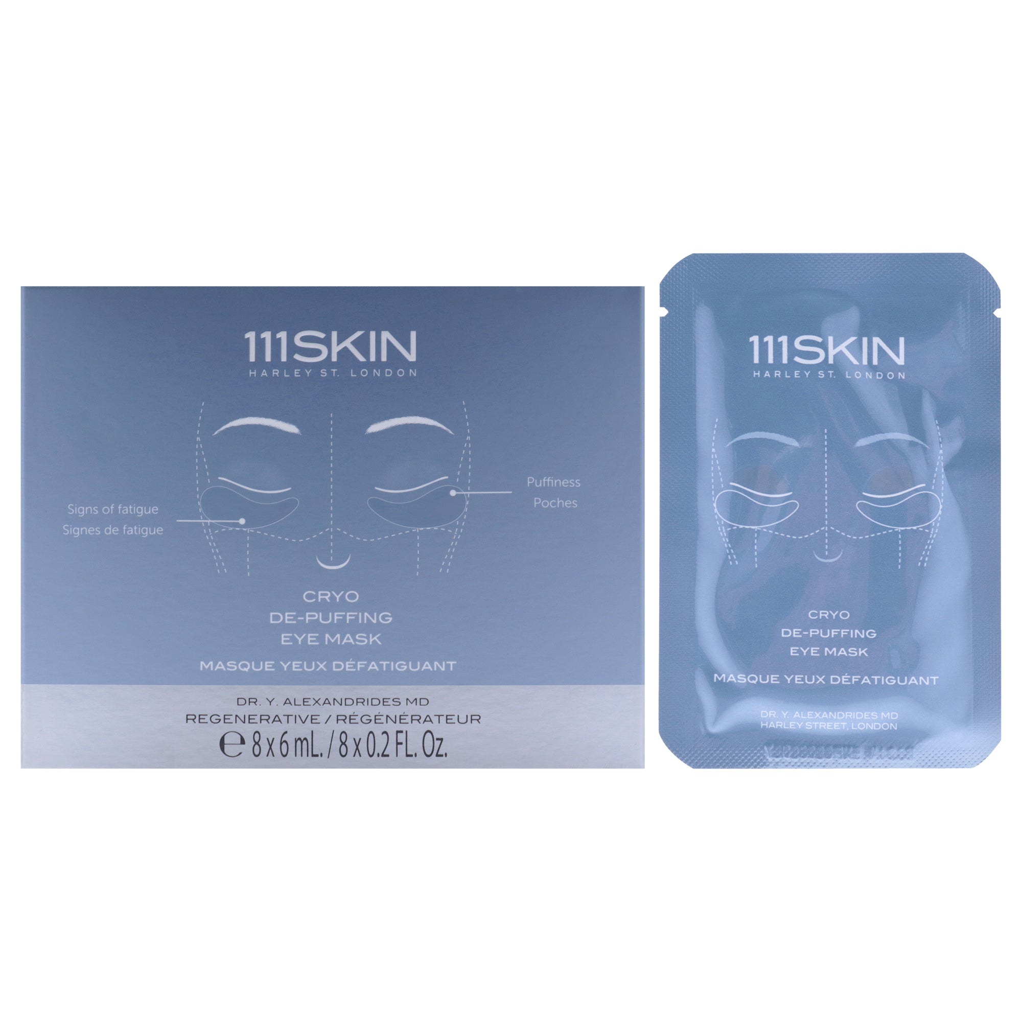 Cryo De-Puffing Eye Mask by 111Skin for Unisex - 8 Pair Mask