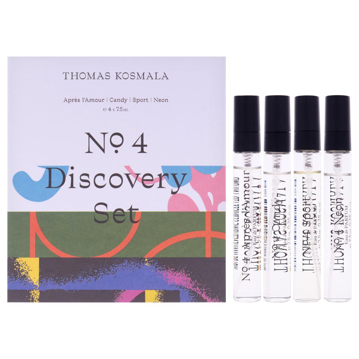 No 4 Discovery Set by Thomas Kosmala for Unisex - 4 Pc Mini Gift Set 0.25oz Apres LAmour EDP Spray, 0.25oz Candy EDP Spray, 0.25oz Neon EDP Spray, 0.25oz Sport EDP Spray