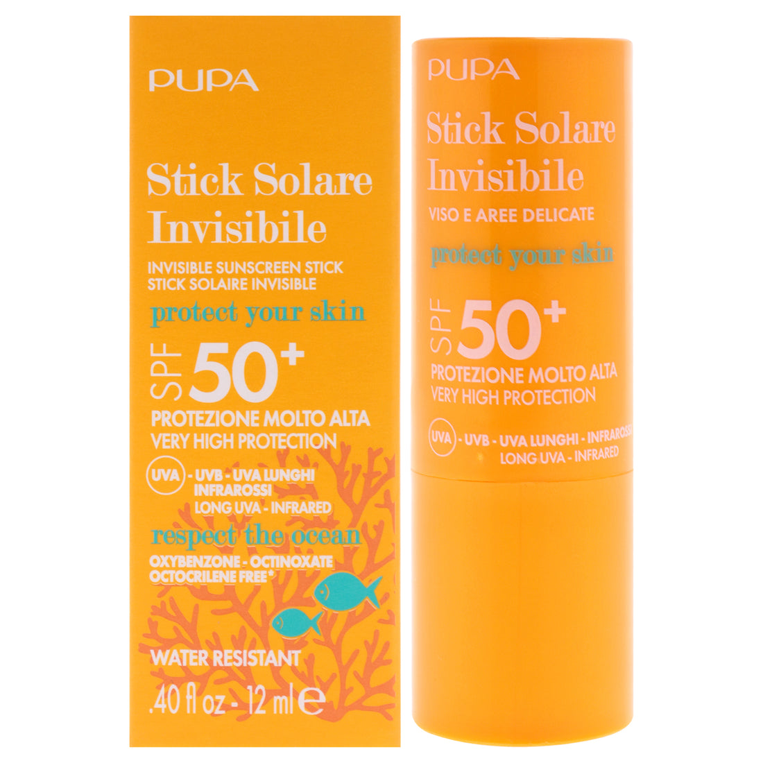 Invisible Sunscreen Stick SPF 50 Plus by Pupa Milano for Unisex - 0.4 oz Sunscreen