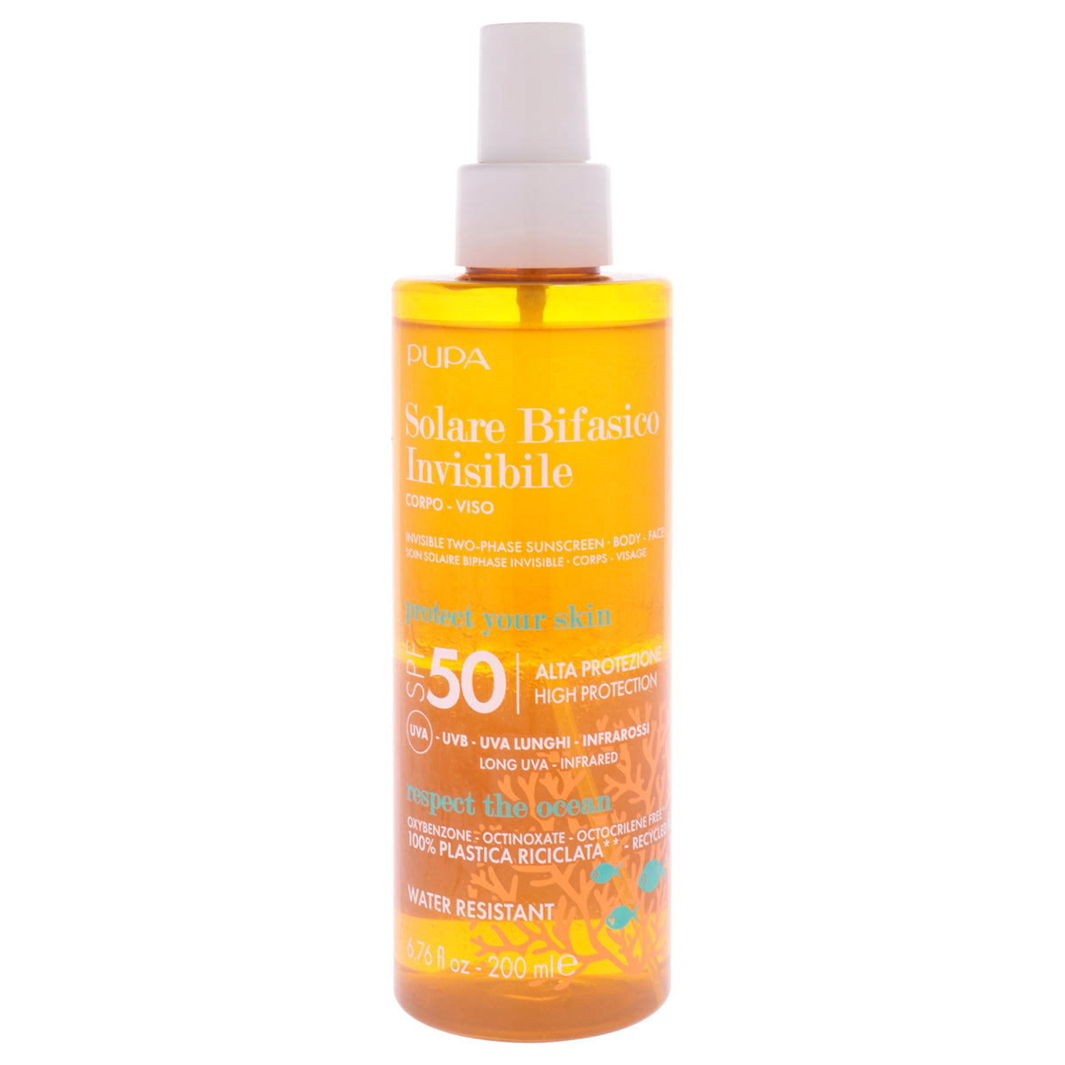 Invisible Two-Phase Body and Face Sunscreen SPF 50 by Pupa Milano for Unisex - 6.7 oz Sunscreen