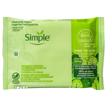 Kind To Skin Cleansing Wipes by Simple for Women - 7 Count Wipes - Pack of 2