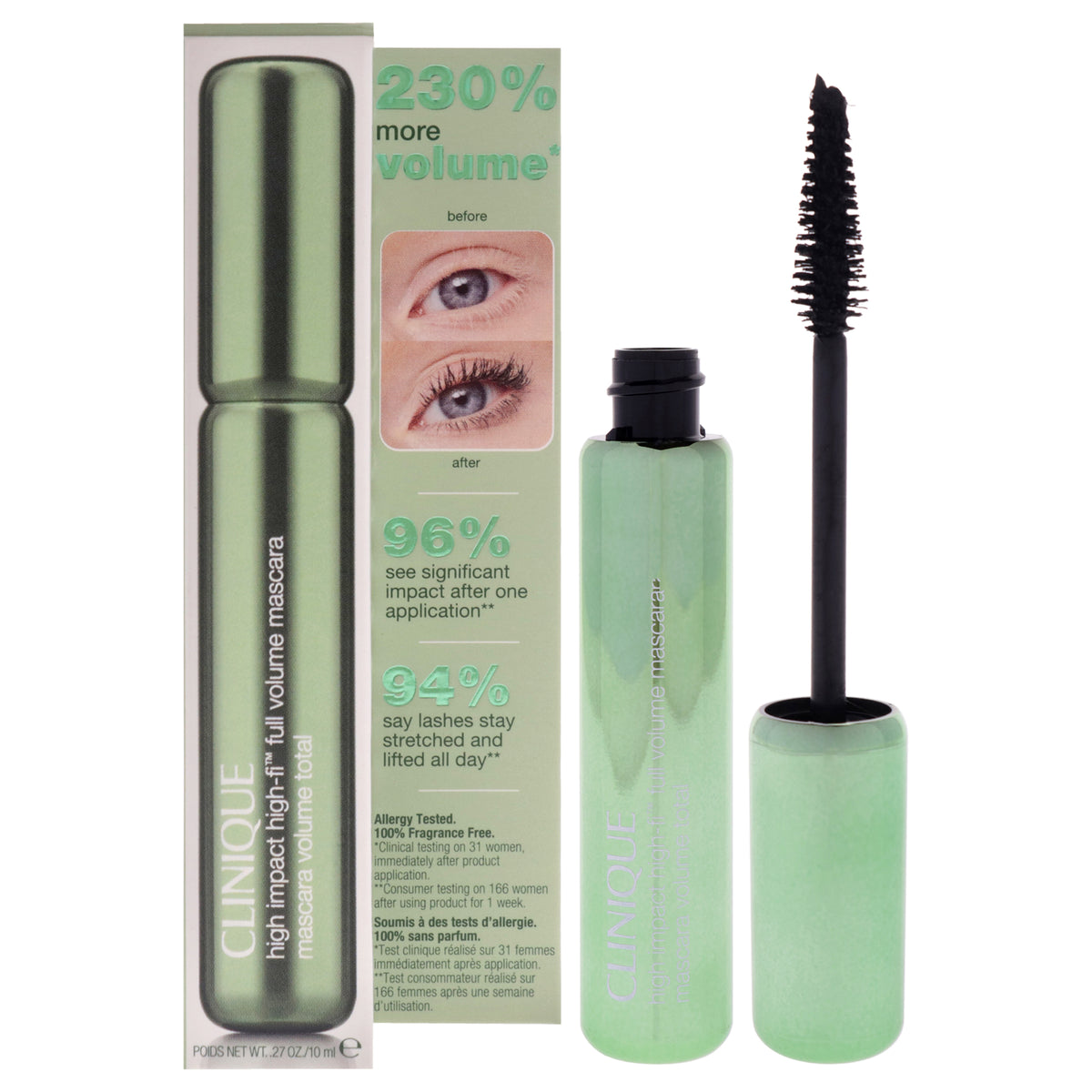 High Impact High-Fi Full Volume Mascara - 01 Intense Black by Clinique for Women - 0.27 oz Mascara
