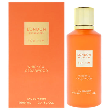 London Fragrances - Whisky and Cedarwood by Fine Perfumery for Men - 3.4 oz EDP Spray