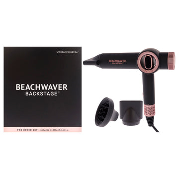 Backstage Pro Dryer Set - BWBSD01 Midnight Rose - US Plug by Beachwaver for Women - 4 Pc Hair Dryer, Nozzle - Small, Nozzle - Large, Diffuser Attachment
