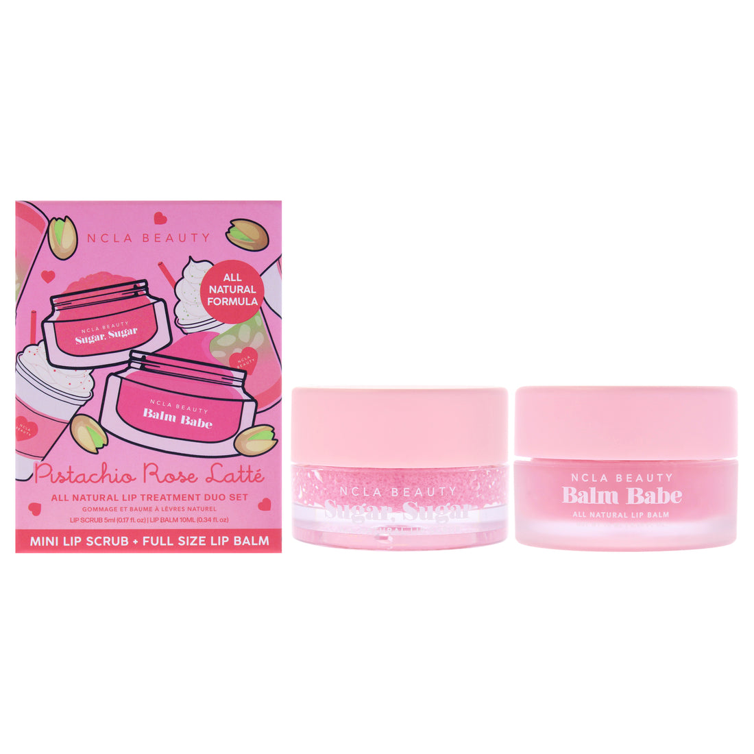 Lip Care Set - Pistachio Rose Latte by NCLA for Women - 2 Pc 0.16oz Lip Scrub, 0.33oz Lip Balm