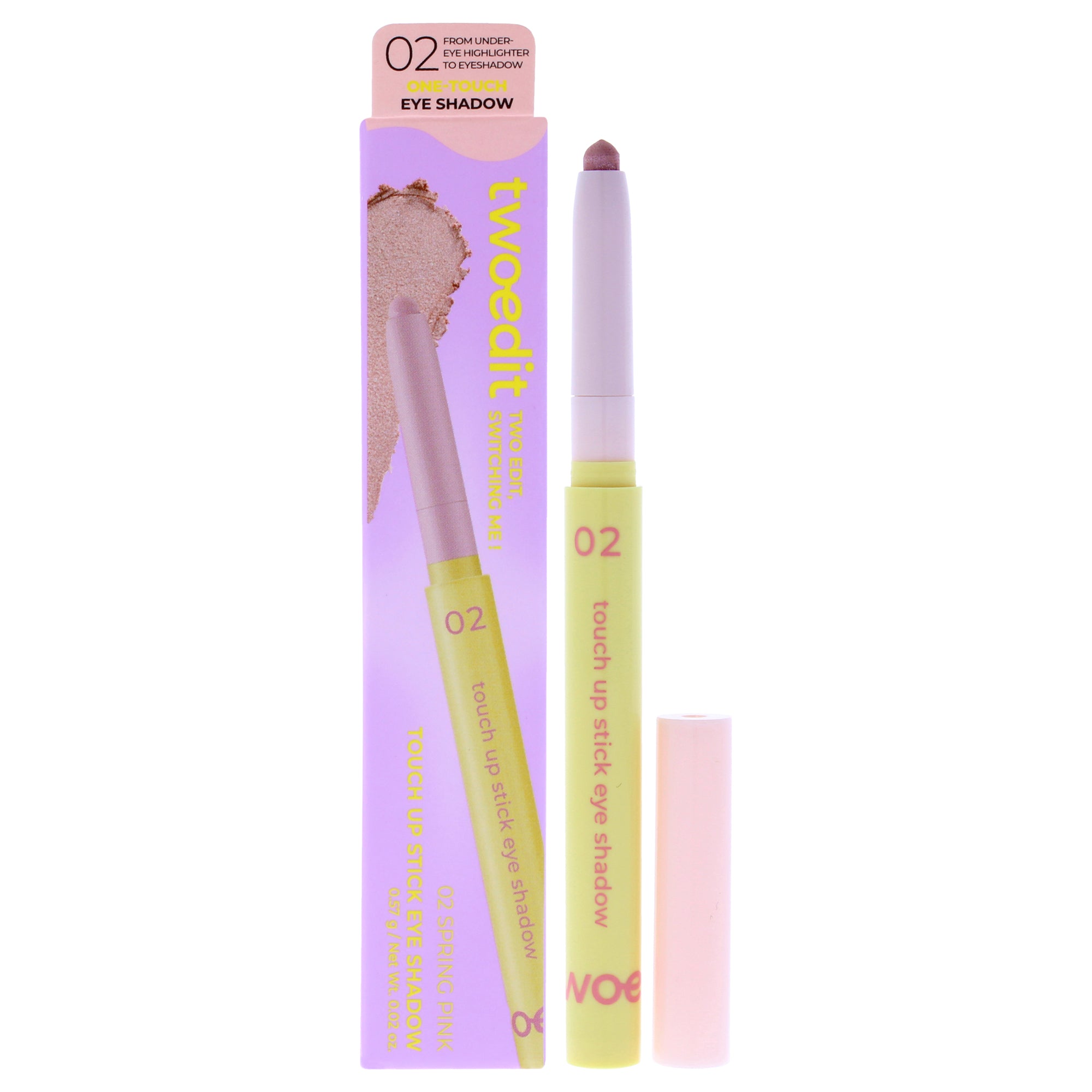 Touch Up Stick Eye Shadow - 02 Spring Pink by Two Edit for Women - 0.02 oz Eye Shadow