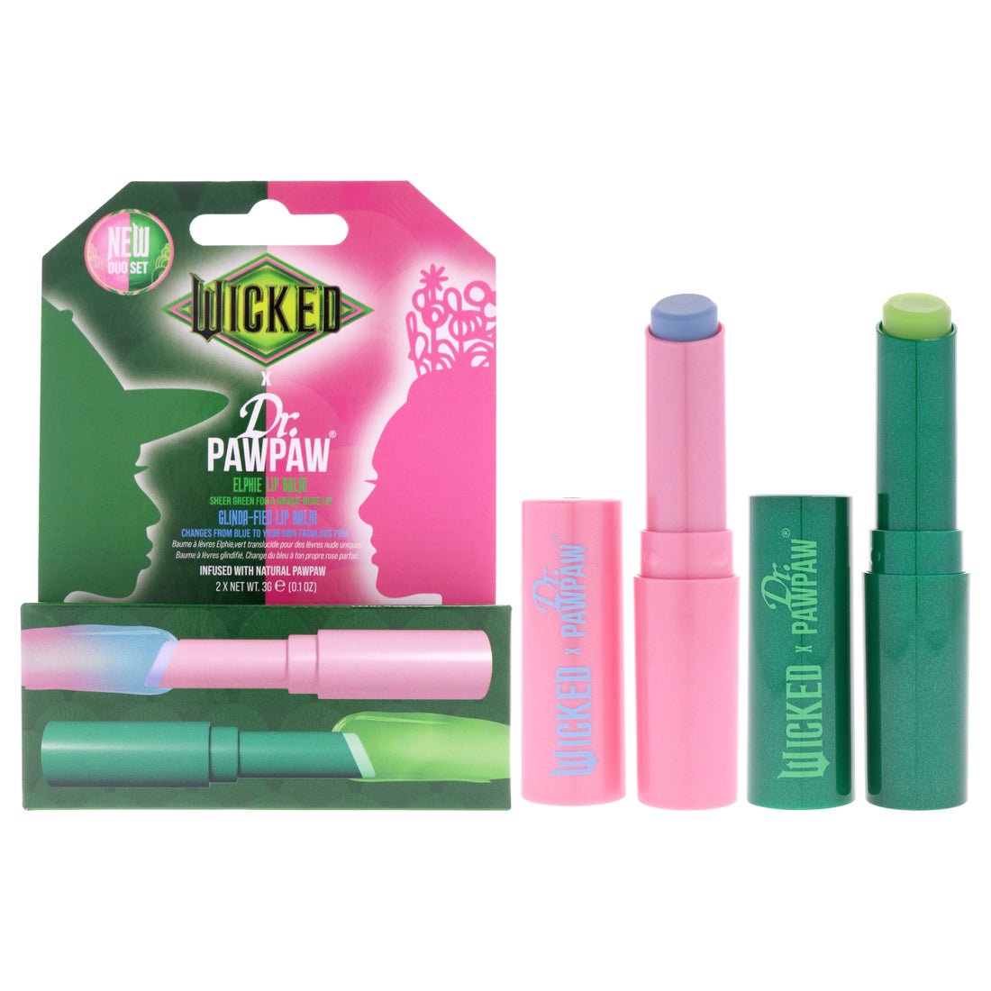 Wicked Duo Set by Dr. PawPaw for Women - 2 Pc 0.1oz Elphie Lip Balm, 0.1oz Glinda-Field Lip Balm