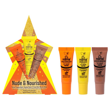 Nude and Nourished Star Set by Dr. PawPaw for Women - 3 Pc 0.33oz Lip Balm - Original, 0.33oz Lip Balm - Rich Mocha, 0.33oz Lip Balm - Papaya