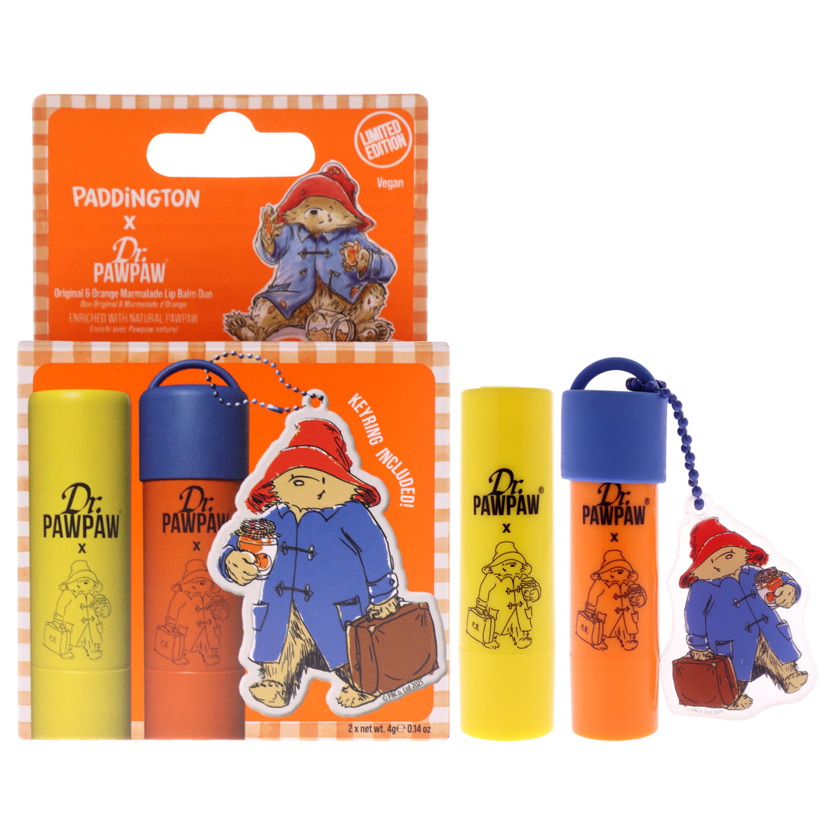Paddington Limited Edition Duo by Dr. PawPaw for Women - 2 Pc 0.14oz Lip Balm - Original, 0.14oz Lip Balm - Orange Marmalade, Keyring