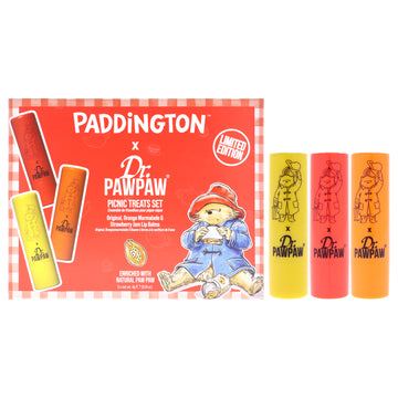 Paddington Picnic Treats Limited Edition Set by Dr. PawPaw for Women - 3 Pc 0.14oz Lip Balm - Original, 0.14oz Lip Balm - Strawberrry Jam, 0.14oz Lip Balm - Orange Marmalade