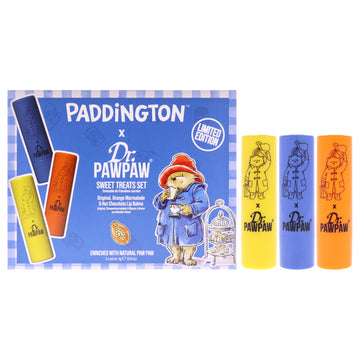 Paddington Sweet Treats Limited Edition Set by Dr. PawPaw for Women - 3 Pc 0.14oz Lip Balm - Original, 0.14oz Lip Balm - Hot Chocolate, 0.14oz Lip Balm - Orange Marmalade