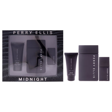 Midnight by Perry Ellis for Men - 3 Pc Gift Set 3.4oz EDT Spray, 0.25oz EDT Spray (Mini), 1.7oz Shower Gel