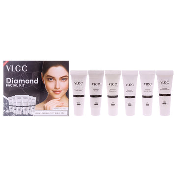 Diamond Facial Kit by VLCC for Women - 6 Pc 0.35oz Comfrey Cleanser Cum Toner, 0.35oz Diamond Scrub, 0.35oz Diamond Detox Lotion, 0.35oz Diamond Massage Gel, 0.35oz Diamond Wash Off Mask, 0.35oz Oil Free Moisturising Gel