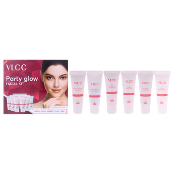 Party Glow Facial Kit by VLCC for Women - 6 Pc 0.35oz Comfrey Cleanser Cum Toner, 0.35oz Indian Berberry Face Scrub, 0.35oz Saffron Massage Gel, 0.35oz Snigdha Face Cream, 0.35oz Insta Glow Face Pack, 0.35oz Oil Free Moisturising Gel
