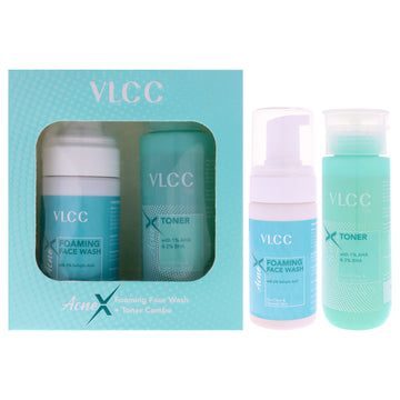 AcneX Face Wash Plus Toner by VLCC for Women - 2 Pc 3.38oz AcneX Foaming Face Wash, 4.22oz AcneX Toner