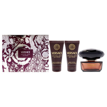 Versace Crystal Noir by Versace for Women - 3 Pc Gift Set 1.7oz EDP Spray, 1.7oz Body Lotion, 1.7oz Bath and Shower Gel