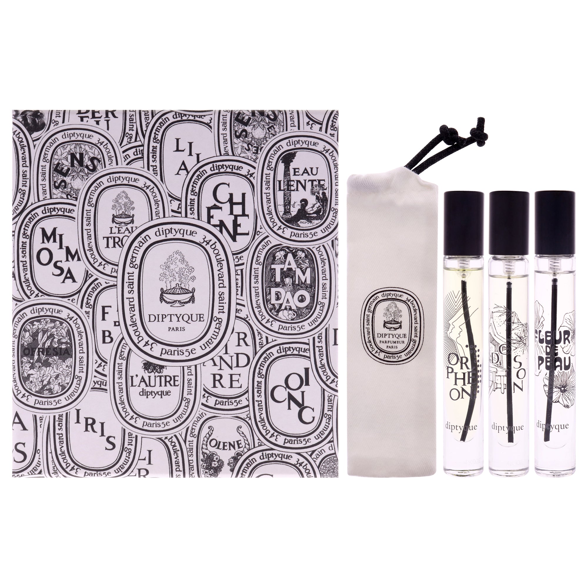 Discovery Mini Set by Diptyque for Unisex - 3 Pc Mini Gift Set 0.25oz Fleur de Peau EDP Spray, 0.25oz Do Son EDP Spray, 0.25oz Orpheon EDP Spray