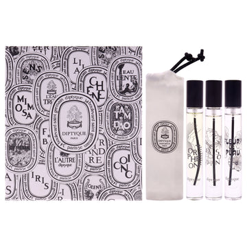 Discovery Mini Set by Diptyque for Unisex - 3 Pc Mini Gift Set 0.25oz Fleur de Peau EDP Spray, 0.25oz Do Son EDP Spray, 0.25oz Orpheon EDP Spray
