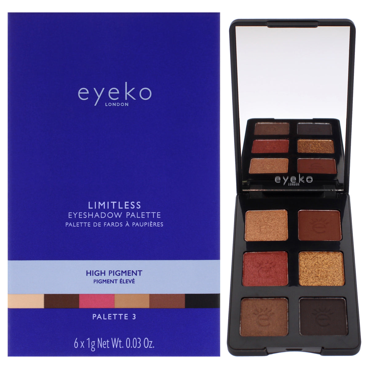 Limitless Eyeshadow Palette - 3 High Pigment by Eyeko for Women - 0.03 oz Eye Shadow