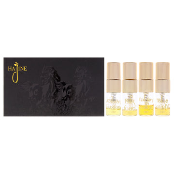 Wild Horse Collection by Hajine for Unisex - 4 Pc Mini Gift Set 2ml Arabian Fusion EDP Spray Vial, 2ml Blue Knight EDP Spray Vial, 2ml Silk Road EDP Spray Vial, 2ml Golden Gallop EDP Spray Vial