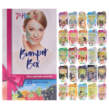 Bumper Box Pamper by 7th Heaven for Women - 25 Pc 0.3oz Dead Peel-Off Mask, 0.3oz Passion Peel-Off Mask, 0.3oz Pink Guava Peel-Off Mask, 0.3oz Green Tea Peel-Off Mask, 0.3oz Black Seawees Pee-Off Mask, 0.3oz Tea Tree Peel-Off Mask, 0.3oz