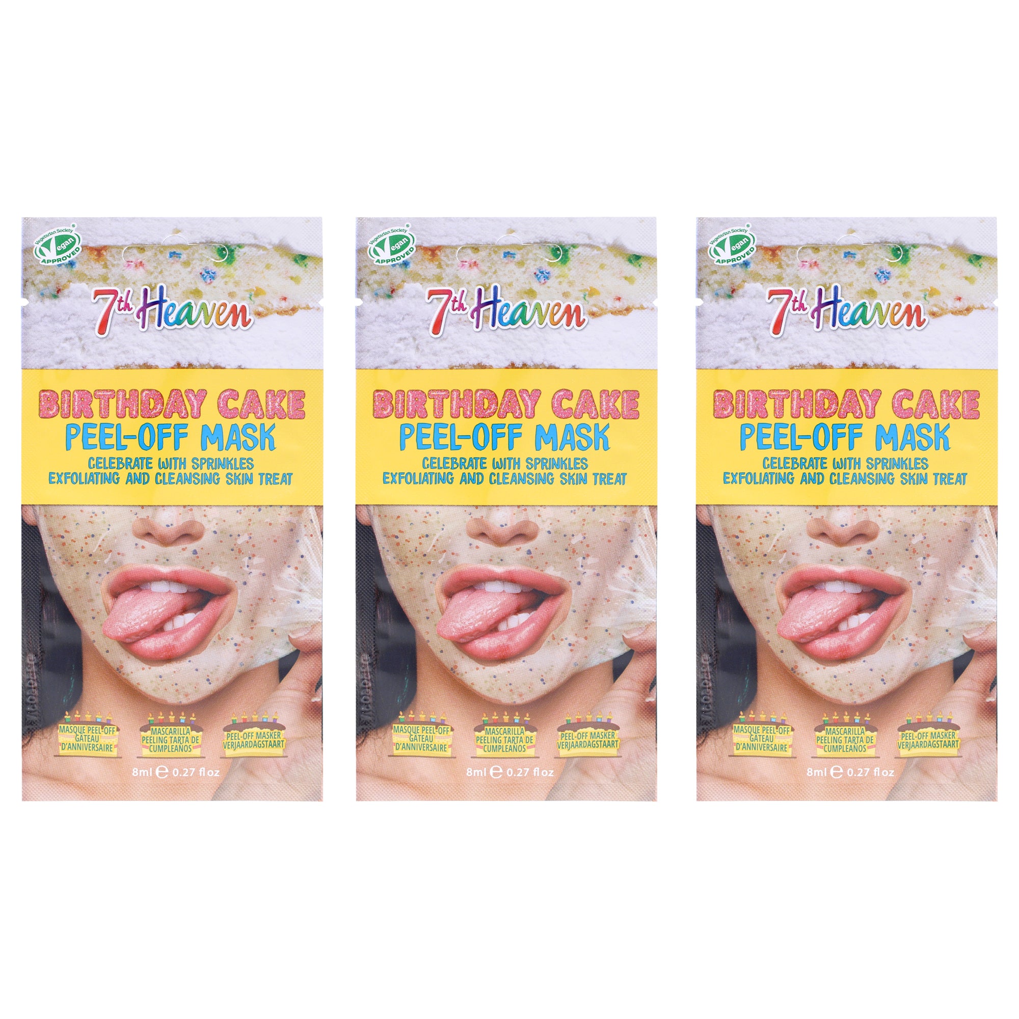 Birthday Cake Peel-Off Exfoliating Skincare by 7th Heaven for Women - 3 x 0.27 oz Mask
