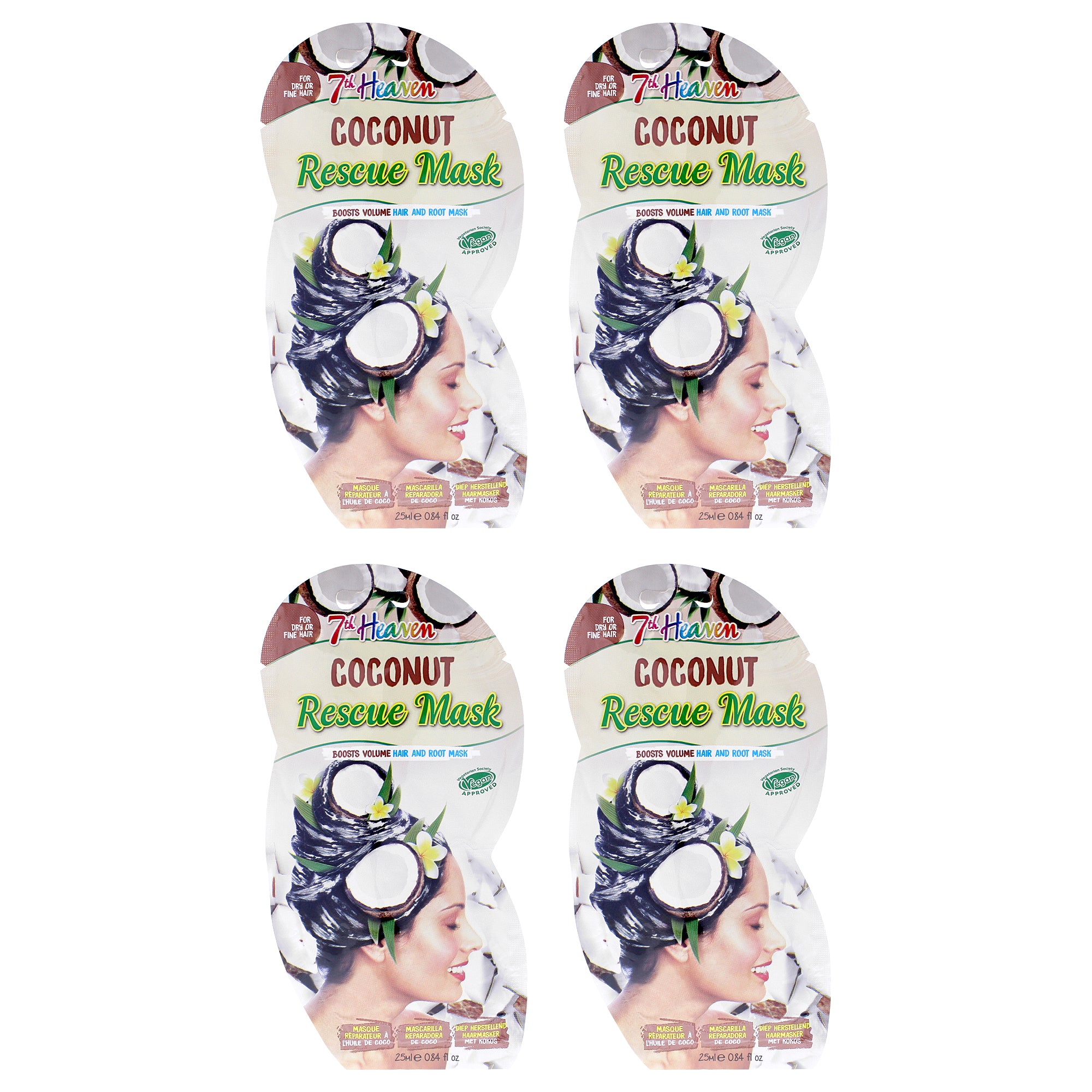 Coconut Hair and Root Rescue Mask by 7th Heaven for Women - 4 x 0.84 oz Mask