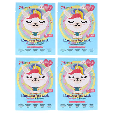 Llamacorn Sheet Masks by 7th Heaven for Kids - 4 Pc Mask