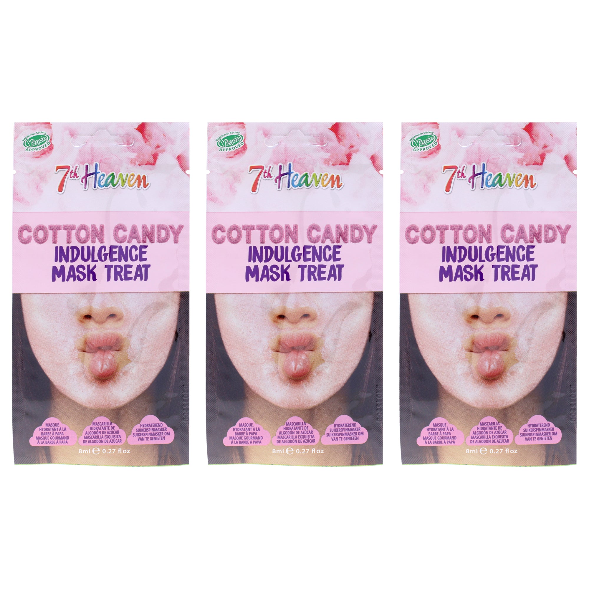 Cotton Candy Light Moisturising Skincare by 7th Heaven for Women - 3 x 0.27 oz Mask