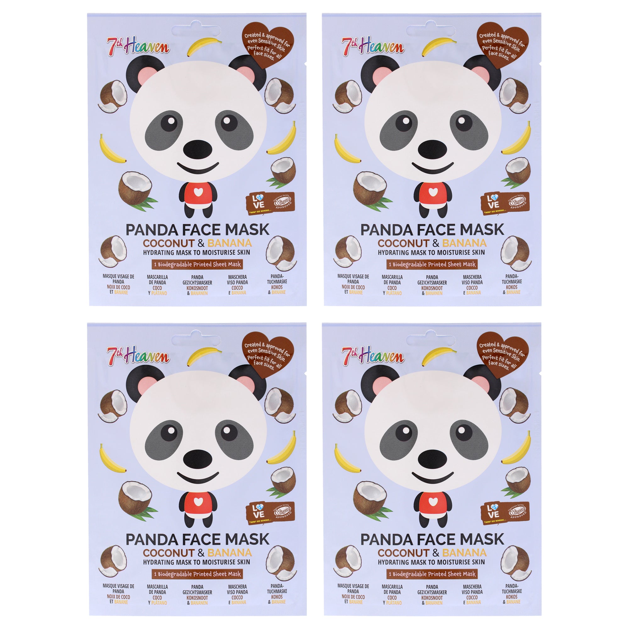 Panda Party Facial Sheet Mask by 7th Heaven for Kids - 4 Pc Mask