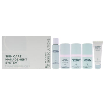 Skin Care Management System - Normal to Combination by Marini SkinSolutions for Unisex - 5 Pc 3oz Bioglycolic Face Cleanser, 0.5oz C-ESTA Face Serum, 0.5oz Bioglycolic Bioclear Face Lotion, 0.5oz Transfomation Face Cream