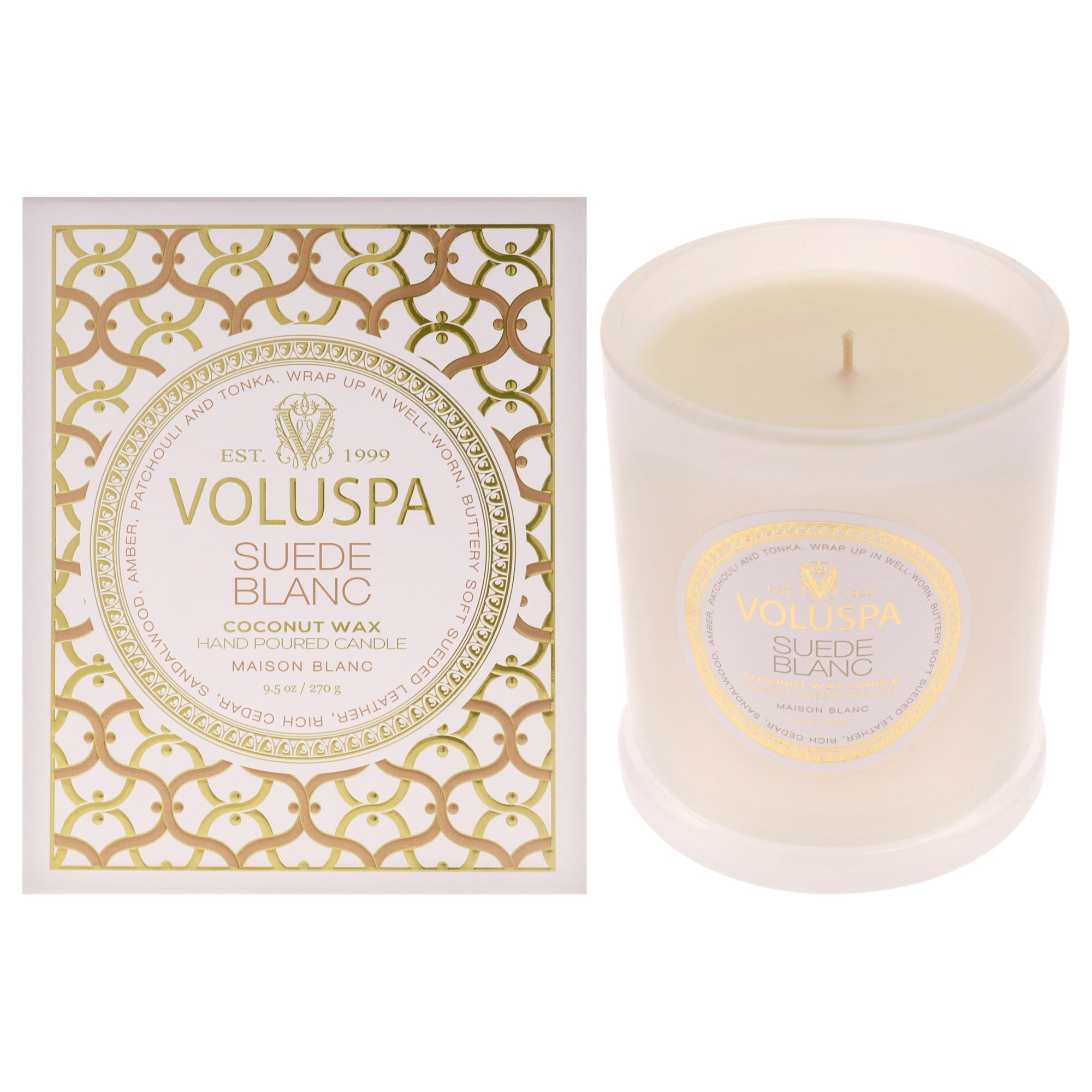 Maison Blanc Collection Classic - Suede Blanc by Voluspa for Unisex - 9.5 oz Candle