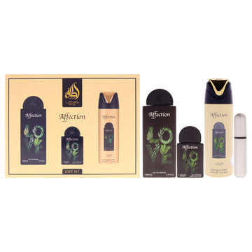 Pride - Affection by Lattafa for Unisex - 3 Pc Gift Set 3.4oz EDP Spray, 0.67oz EDP Spray, 6.67oz Perfumed Body Spray