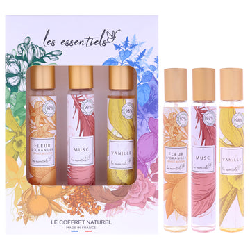 Le Coffret Natural Set by Les Essentials for Women - 3 Pc Gift Set 1oz Vanille EDP Spray, 1oz Fleur DOranger EDP Spray, 1oz Musc EDP Spray