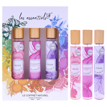 Le Coffret Natural Set by Les Essentials for Women - 3 Pc Gift Set 1oz Rose EDP Spray, 1oz Gourmandise EDP Spray, 1oz Figue EDP Spray