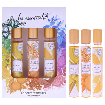 Le Coffret Natural Set by Les Essentials for Women - 3 Pc Gift Set 1oz Vanille EDP Spray, 1oz Ylang Ylang EDP Spray, 1oz Fleur DOranger EDP Spray