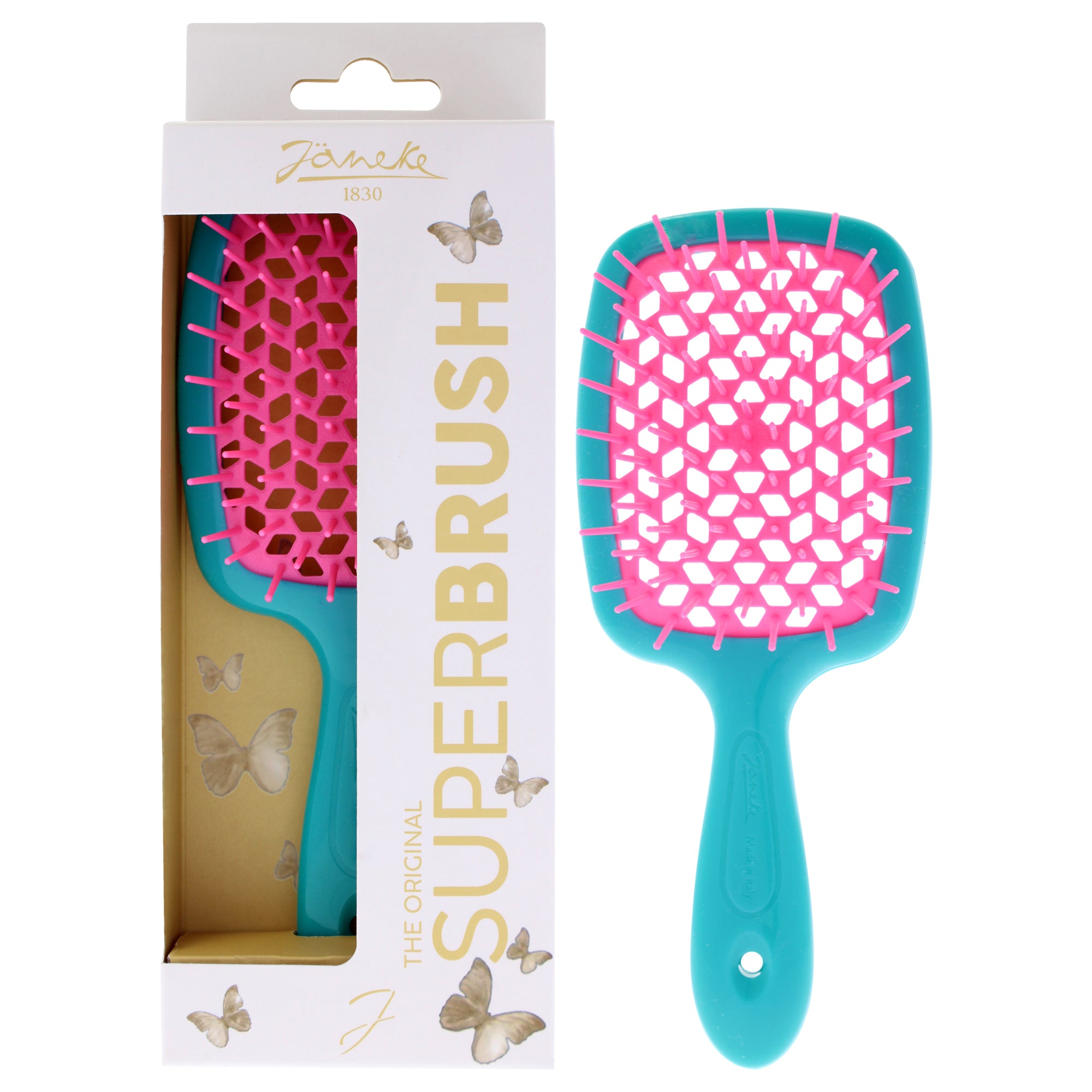 Bicolor Superbrush - Turquoise With Pink by Janeke for Unisex - 1 Pc Hair Brush