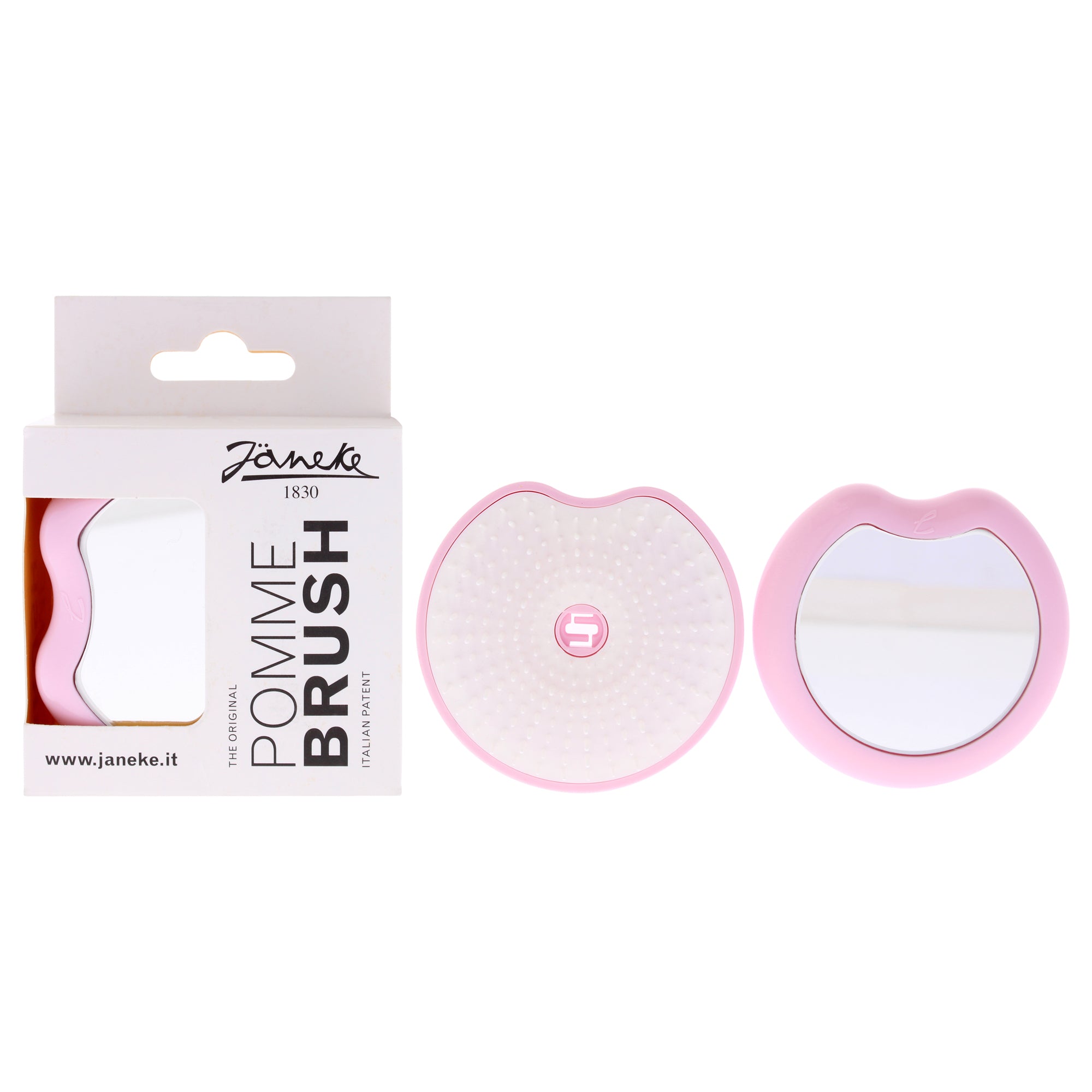 Pomme Compact brush With Mirror - Pink by Janeke for Unisex - 1 Pc Hair Brush