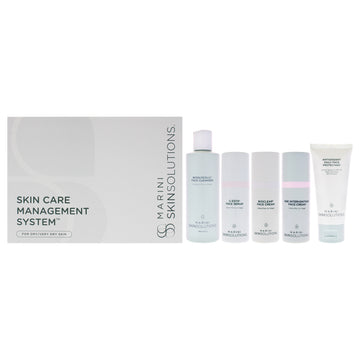 Skin Care Management System - Dry to Very Dry by Marini SkinSolutions for Unisex - 5 Pc 6oz Bioglycolic Face Cleanser, 1oz C-ESTA Face Serum, 1oz Bioclear Face Lotion, 1oz Age Intervention Face Cream, 2oz Antioxidant Daily Face Protectant SPF 33