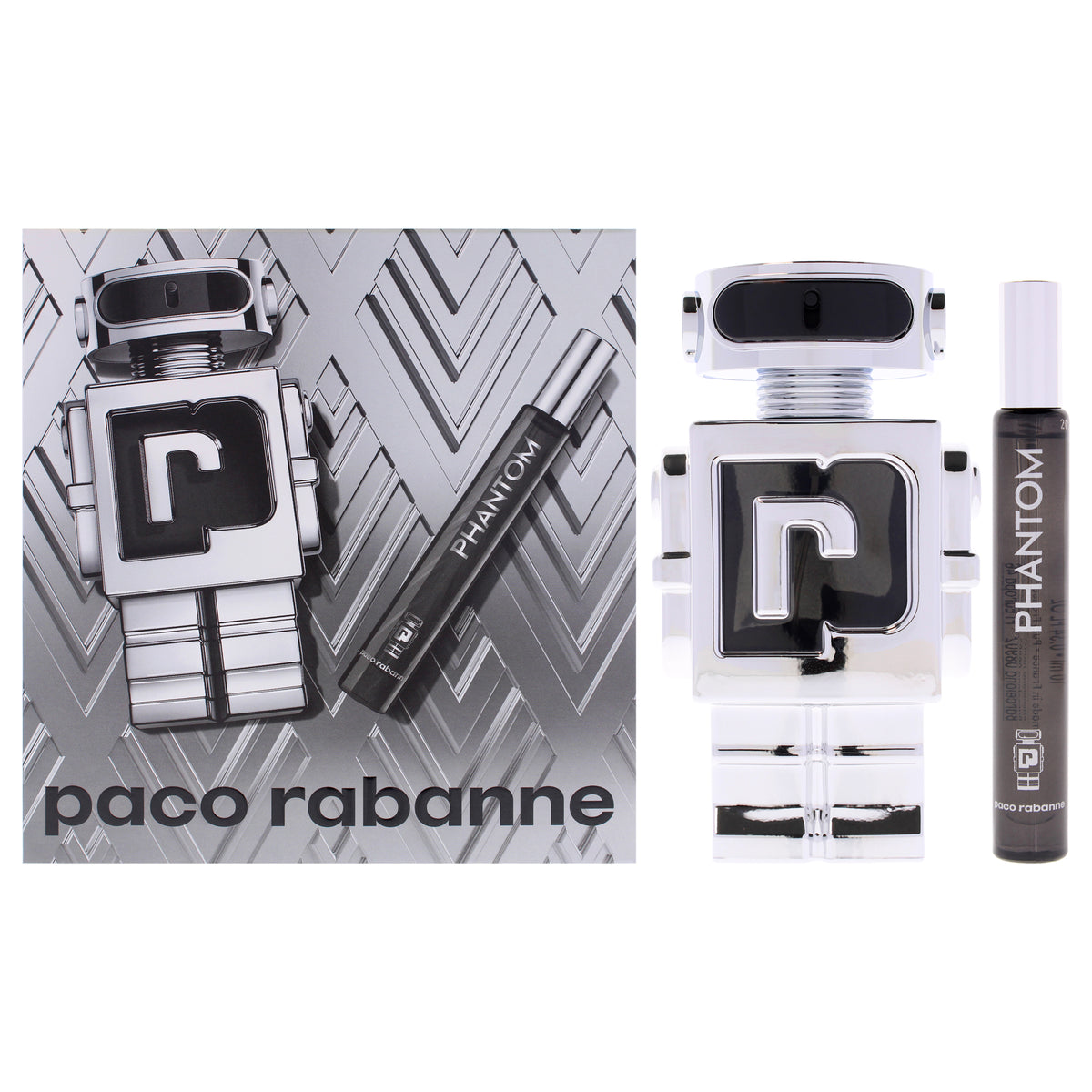 Phantom by Paco Rabanne for Men - 2 Pc Gift Set 3.4oz EDT Spray, 0.34oz EDT Spray (Mini)