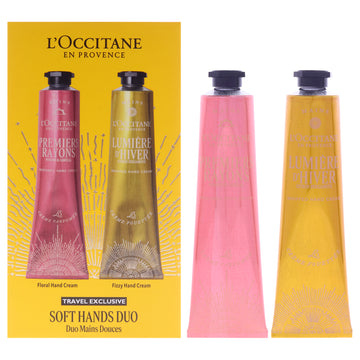 Hand Cream Duo by LOccitane for Unisex - 2 Pc 2.6oz Peony and Camellia Hand Cream, 2.6oz Bergamot Lime Hand Cream
