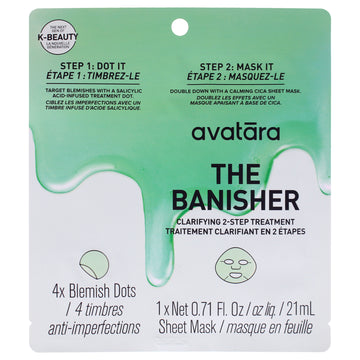 The Banisher 2 Step Clarifying Treatment by Avatara for Women - 5 Pc 4 Blemish Dots, Mask